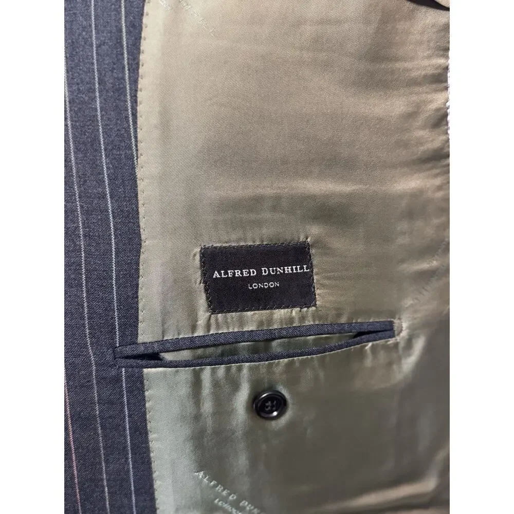 Alfred Dunhill Mens Gray Rainbow Striped 2 Piece Suit 46S Pants 38/25